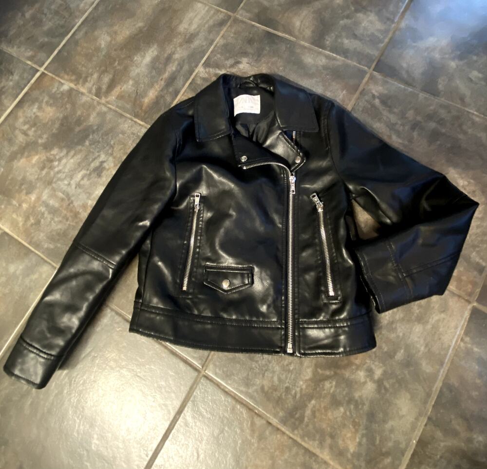 ZARA GIRLS "FAUX" LEATHER JACKET SIZE 7/8